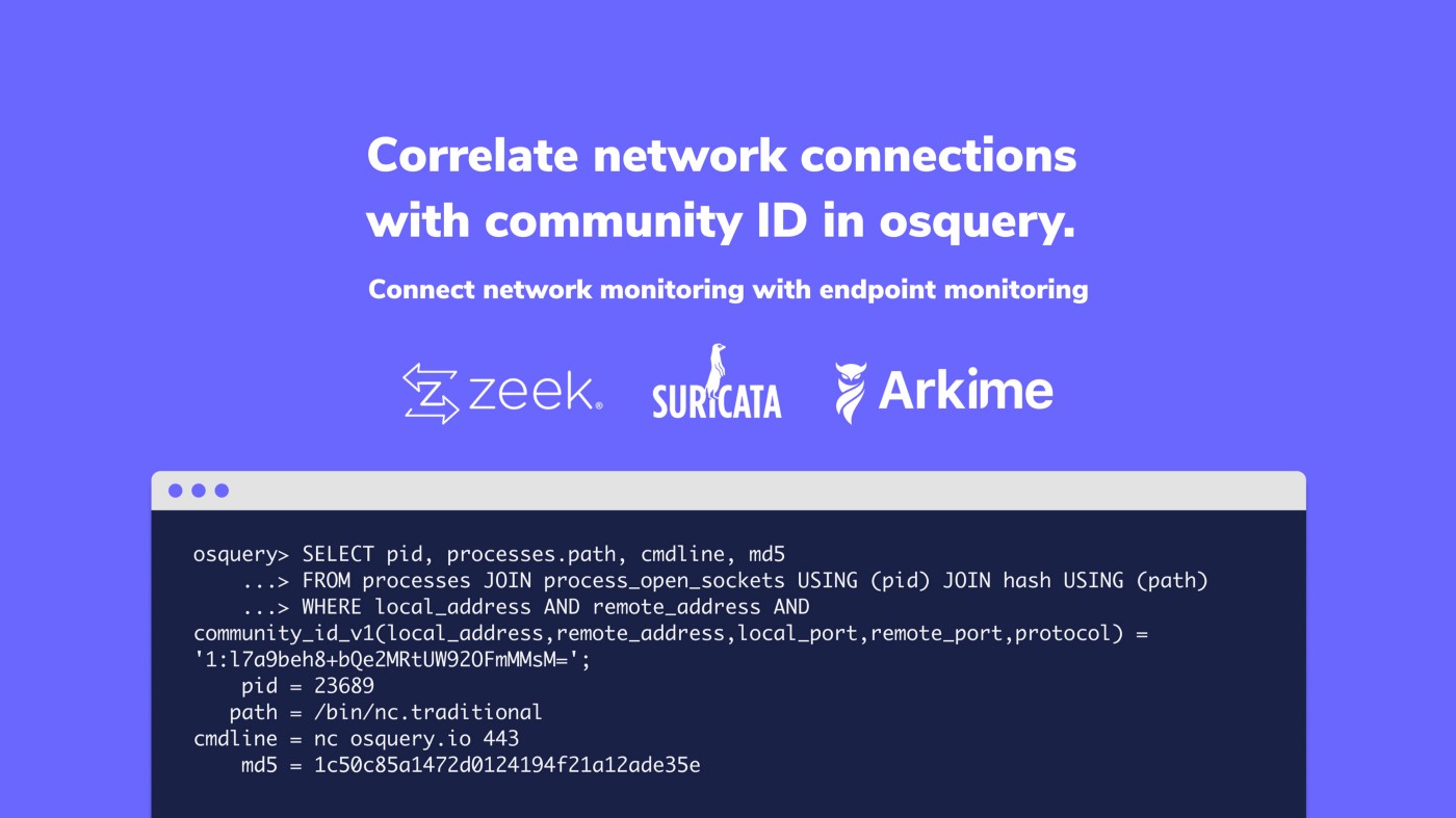 Correlate network connections with community ID in osquery