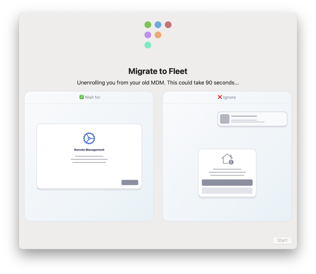 Migrate to Fleet dialog