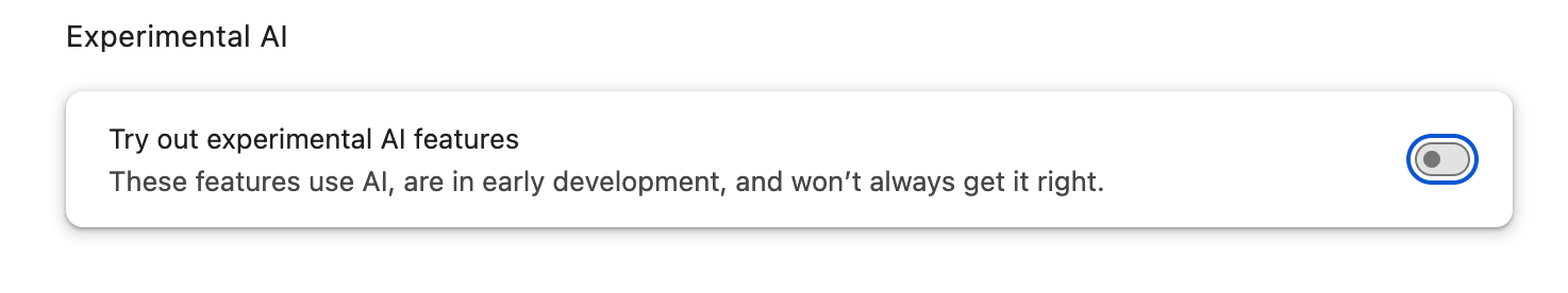 Chrome settings UI with Chrome AI disabled