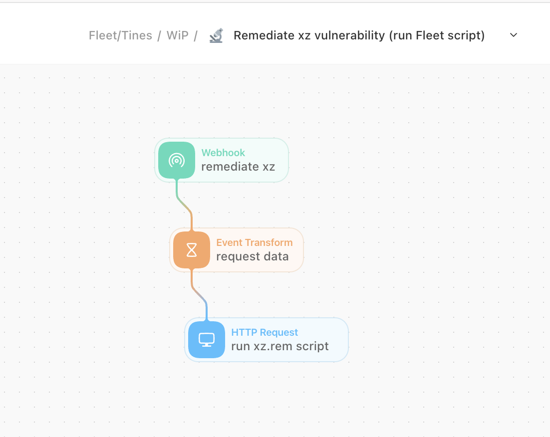 Example Tines webhook workflow to run script