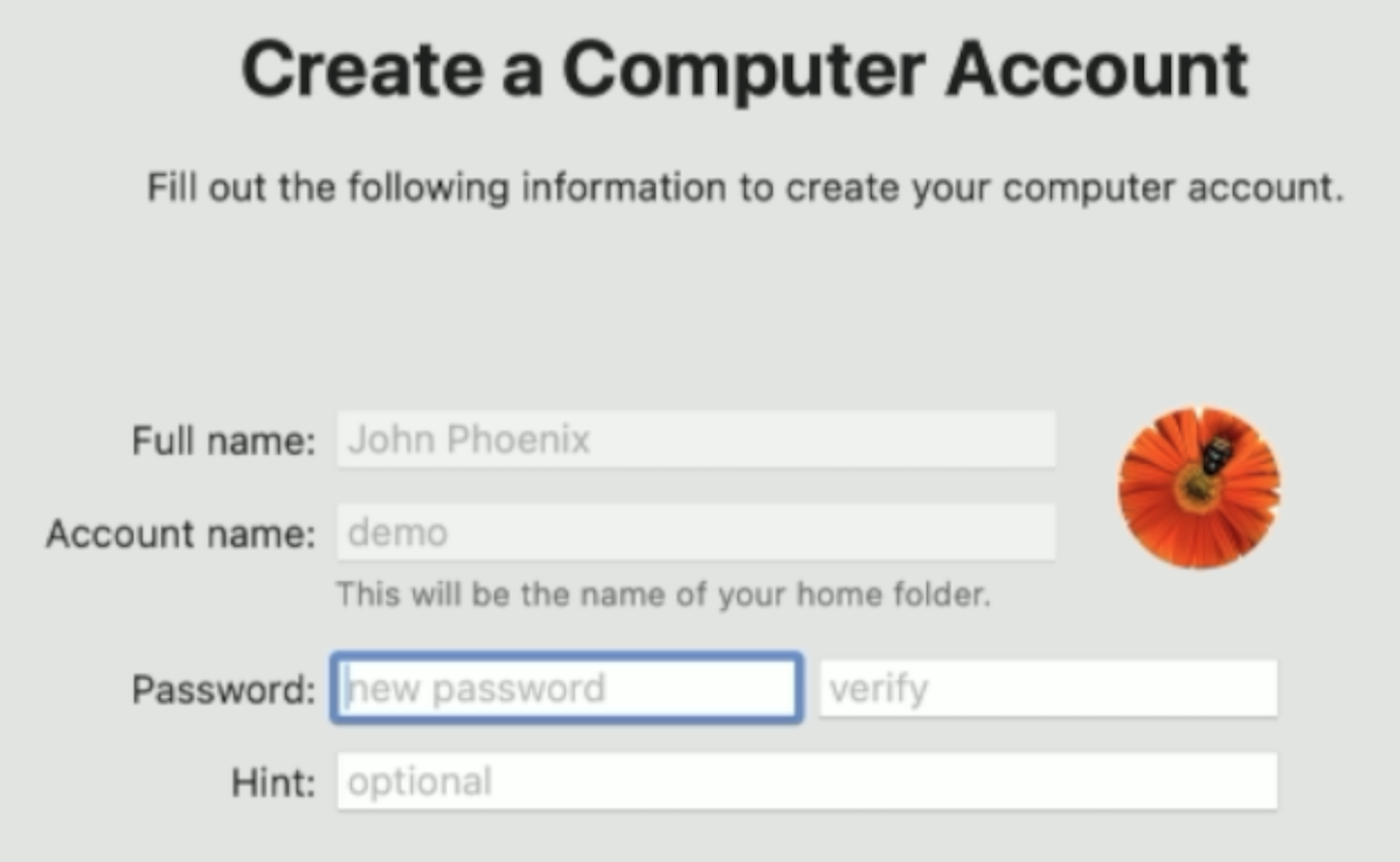 Create account