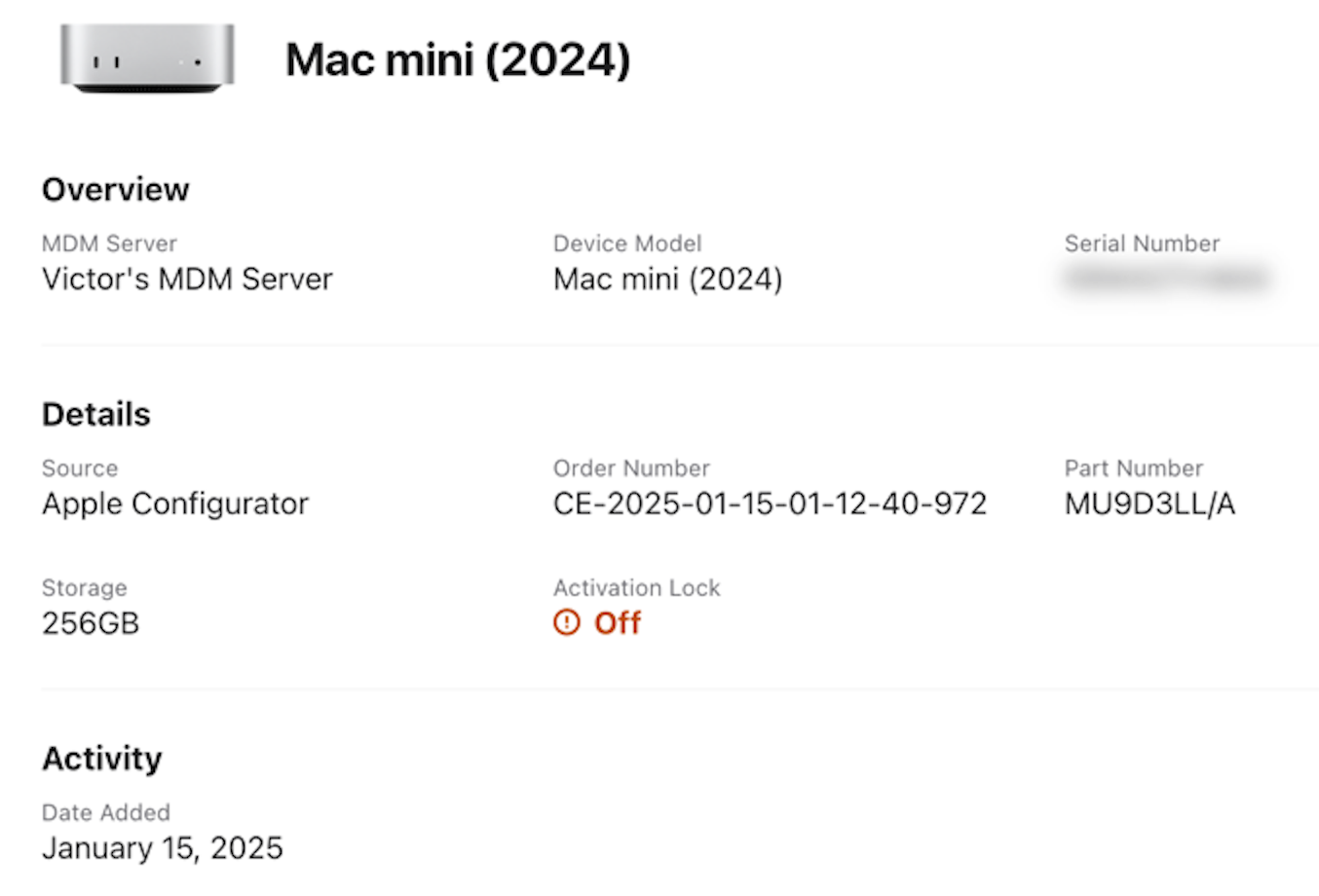 Mac mini in ABM