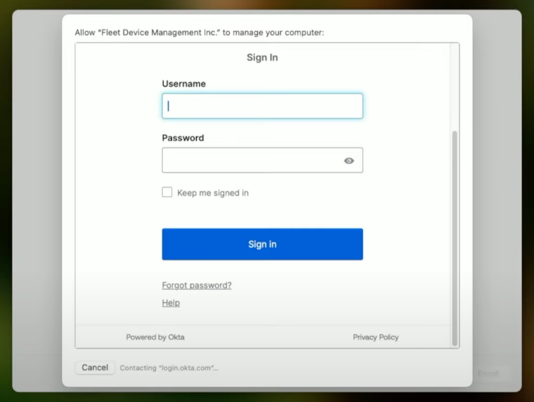 Okta SSO login