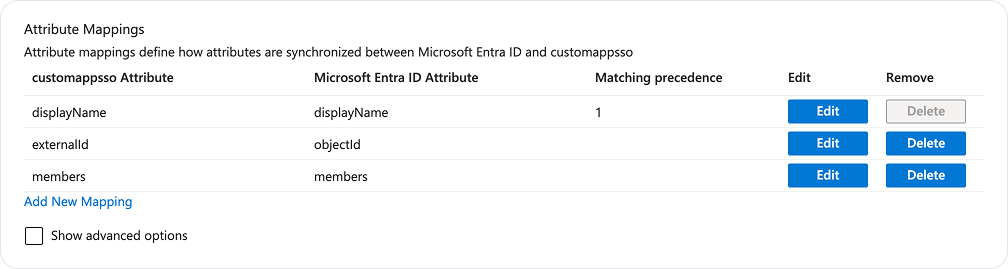 Entra SCIM attributes mapping for groups