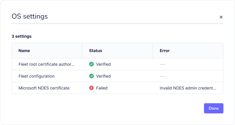 NDES SCEP failed profile
