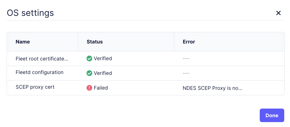 NDES SCEP failed profile