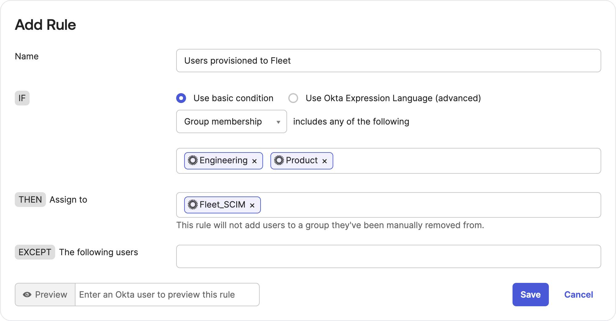 Okta group rule