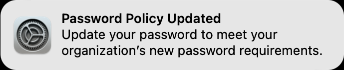 Password policy updated notification