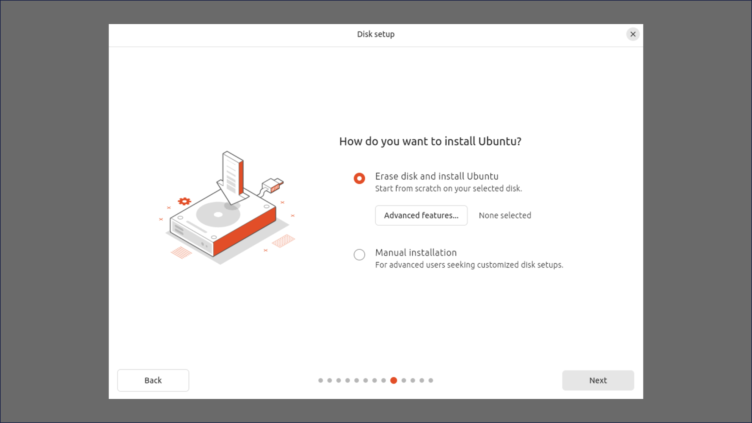 Ubuntu setup "How do you want to install Ubuntu?" screen