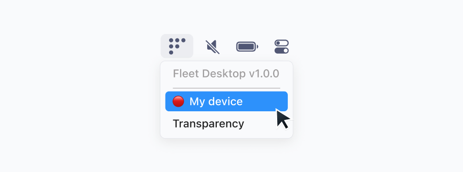 The Fleet Desktop menu