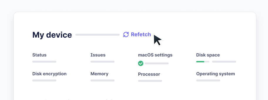 Clicking the refetch button on the 'My device' page