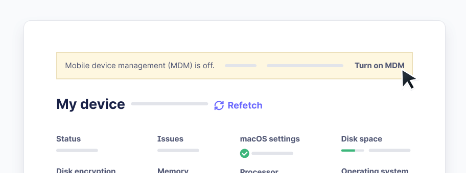 The 'My Device' page in Fleet