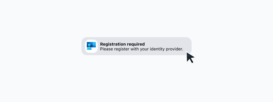 A notification to register with Entra